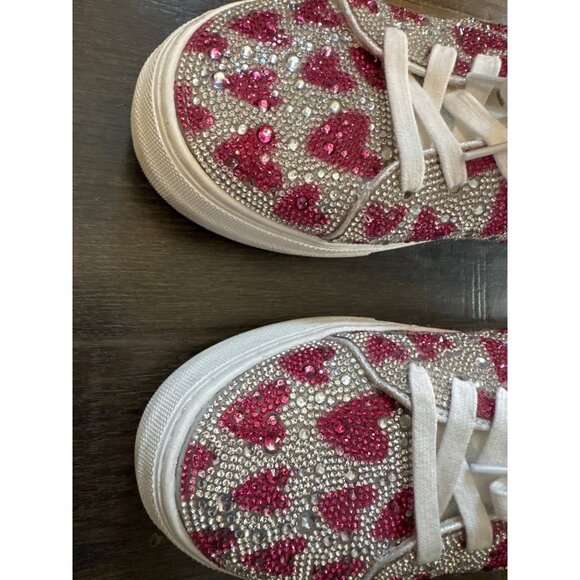 Betsey Johnson Platform Sneakers Rhinestone SHOES Hearts Size 13M - Picture 4 of 8